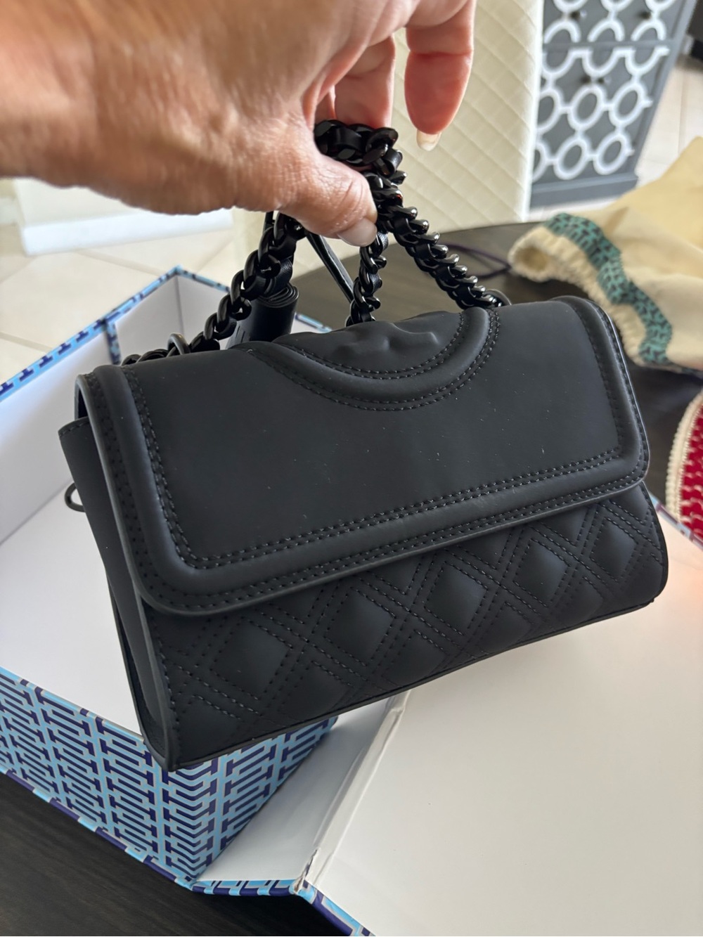 Tory Burch Black Quilted Mini Chain Shoulder Bag
